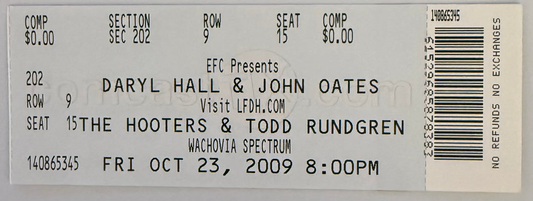 October 23, 2009, Hall & Oates