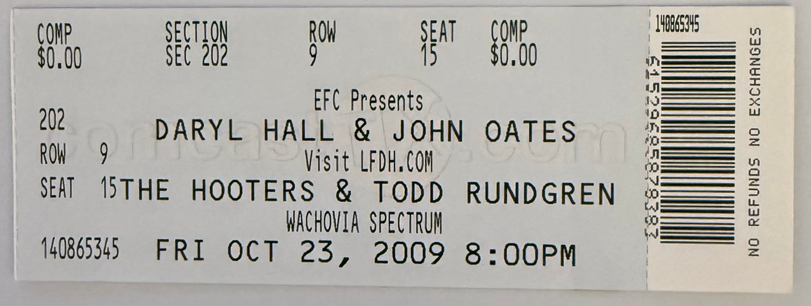 October 23, 2009, Hall & Oates