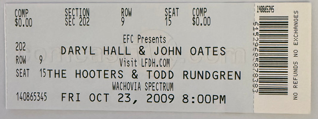 October 23, 2009, Hall & Oates