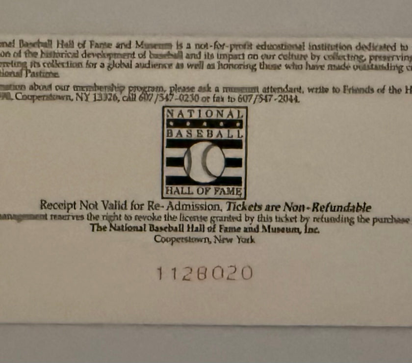 1998 Pete Rose Signs Admission Ticket to National Baseball Hall of Fame and Museum