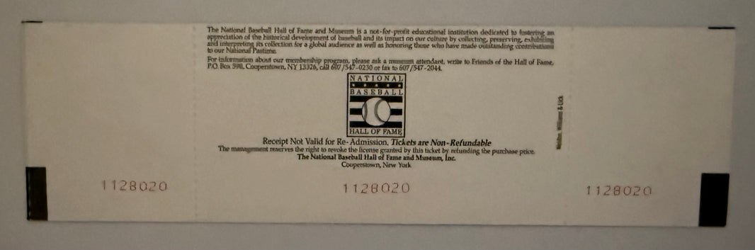 1998 Pete Rose Signs Admission Ticket to National Baseball Hall of Fame and Museum
