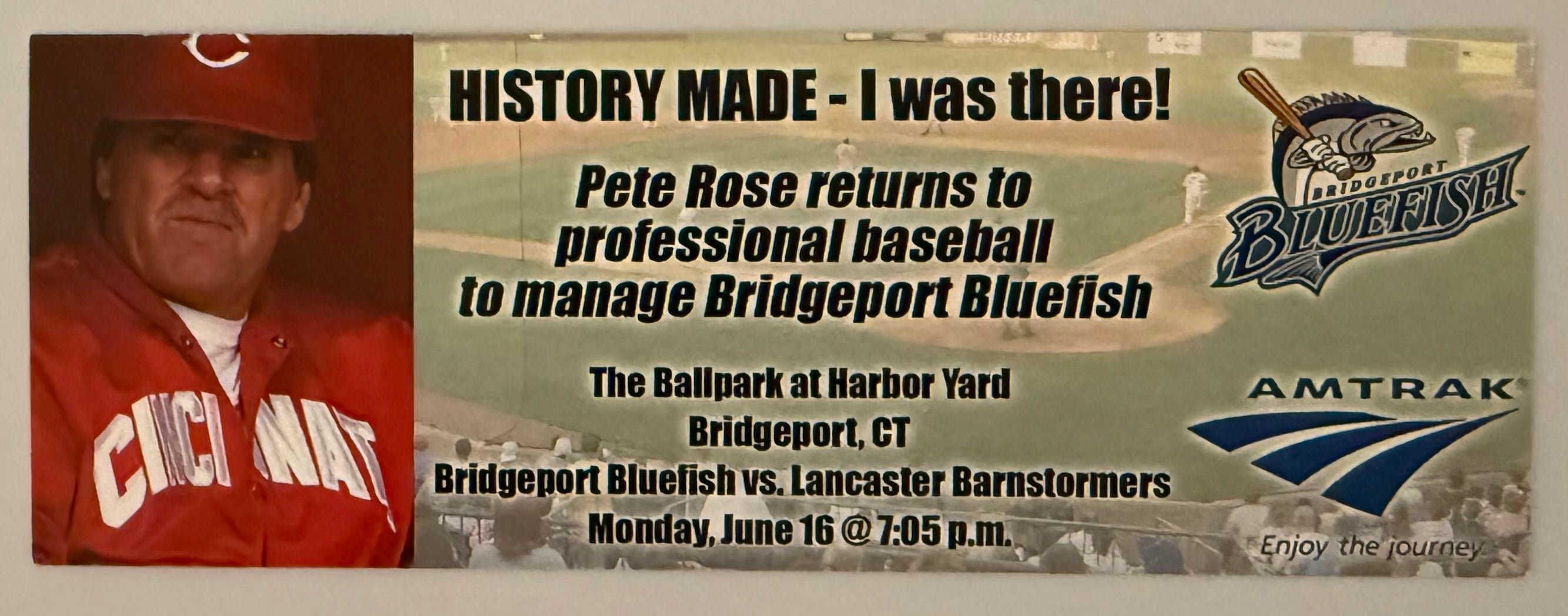 June 16, 2014, Pete Rose, Last Professional Game Managed, Bridgeport Bluefish