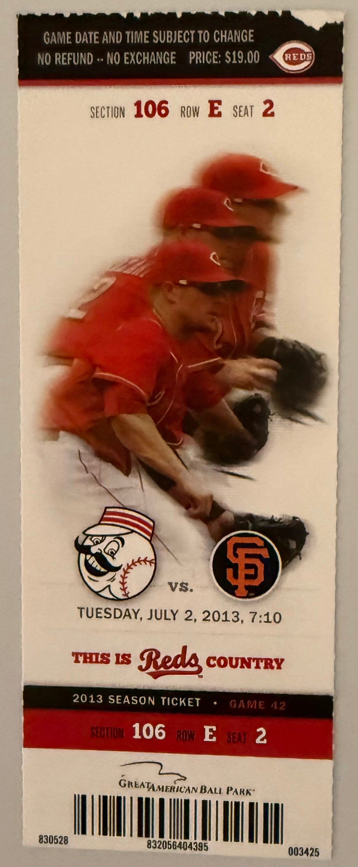 July 2, 2013, Cincinnati Reds versus San Francsico Giants, Homer Bailey, No Hitter