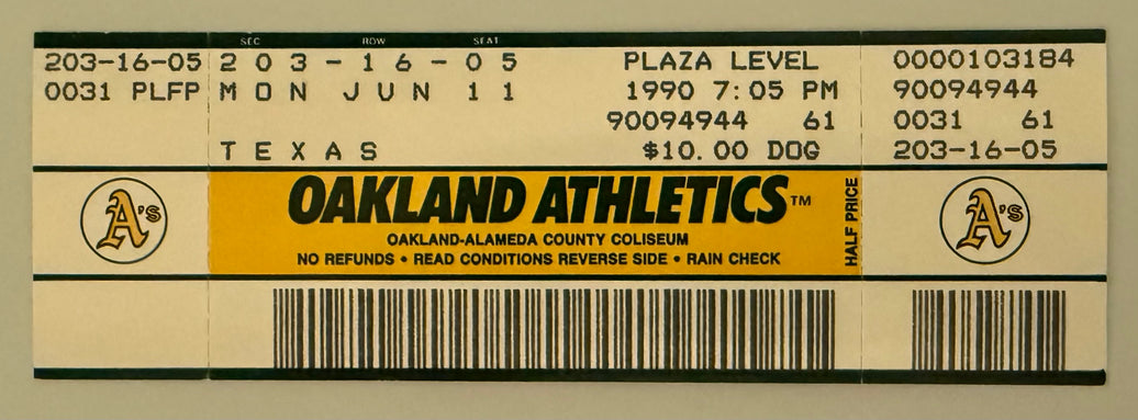 6/11/1990 Nolan Ryan's Sixth No Hitter