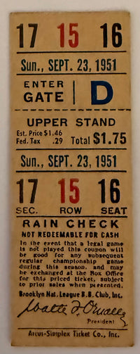 September 23, 1951, Brooklyn Dodgers Roy Campanella - Home Run