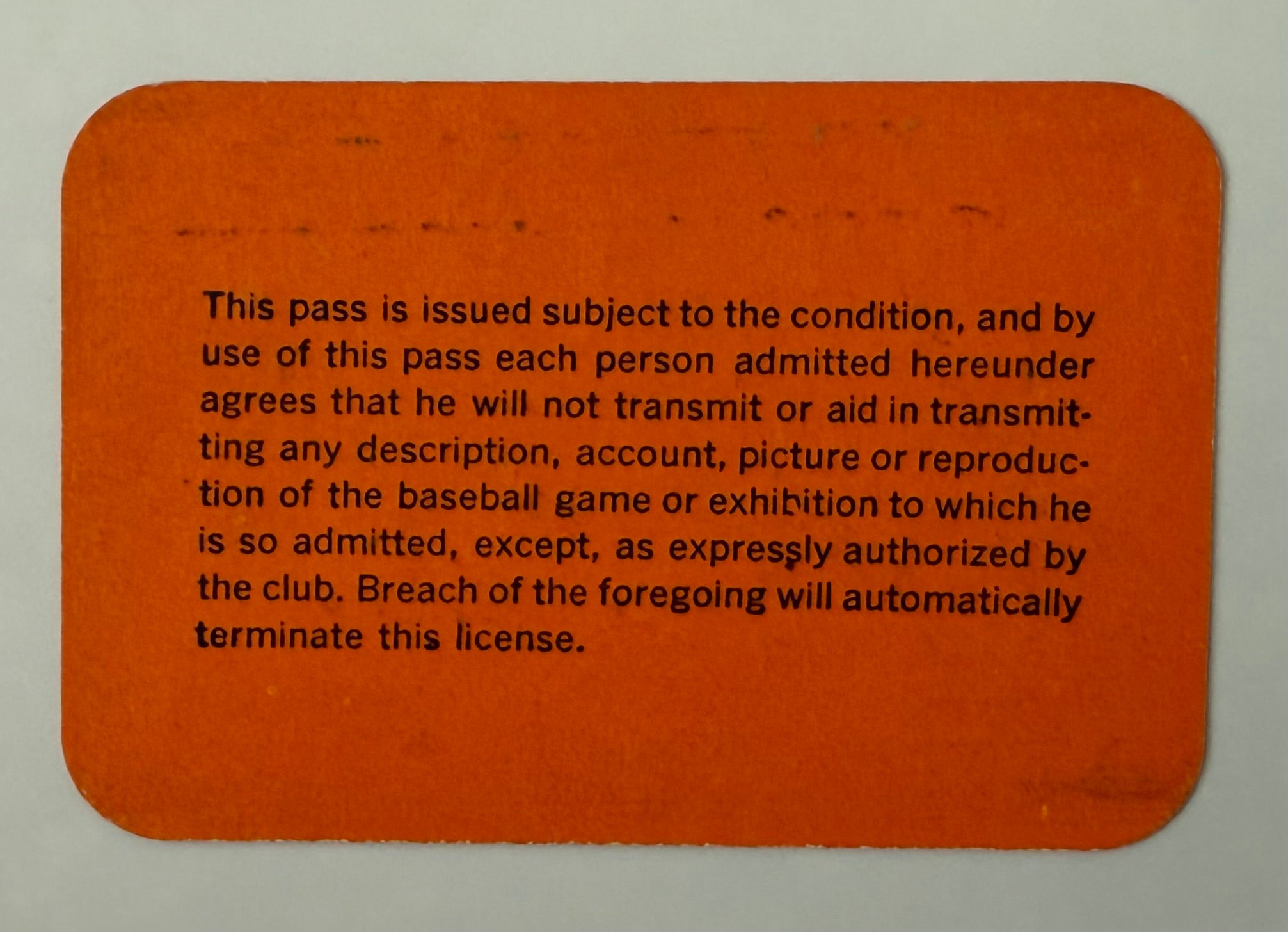 1972 Press Pass for the 1972 Season at the Astrodome