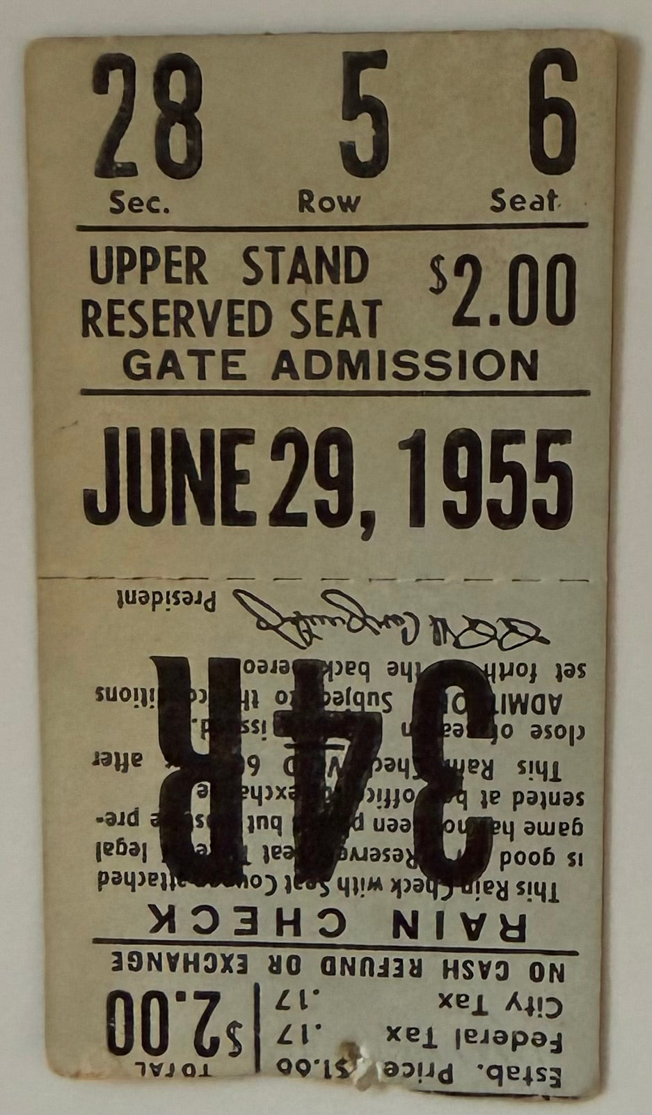 June 29, 1955, Connie Mack Stadium, Phillies 6 - Pirates 3