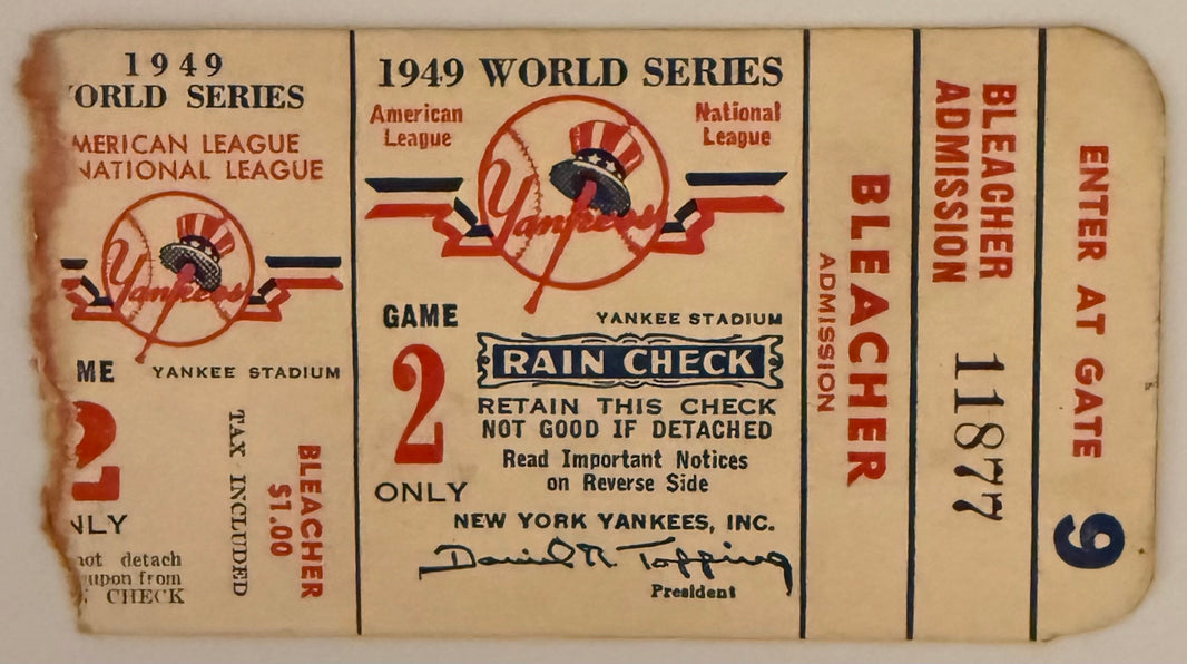 1949 World Series, Game 2, NY Yankees versus Brooklyn