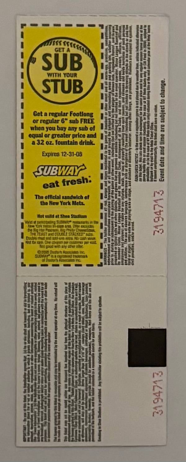 2008 Last Game Played at Shea Stadium, September 28, 2008