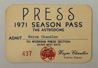 1971 Houston Astros Press Pass, 1971 Season Astrodome