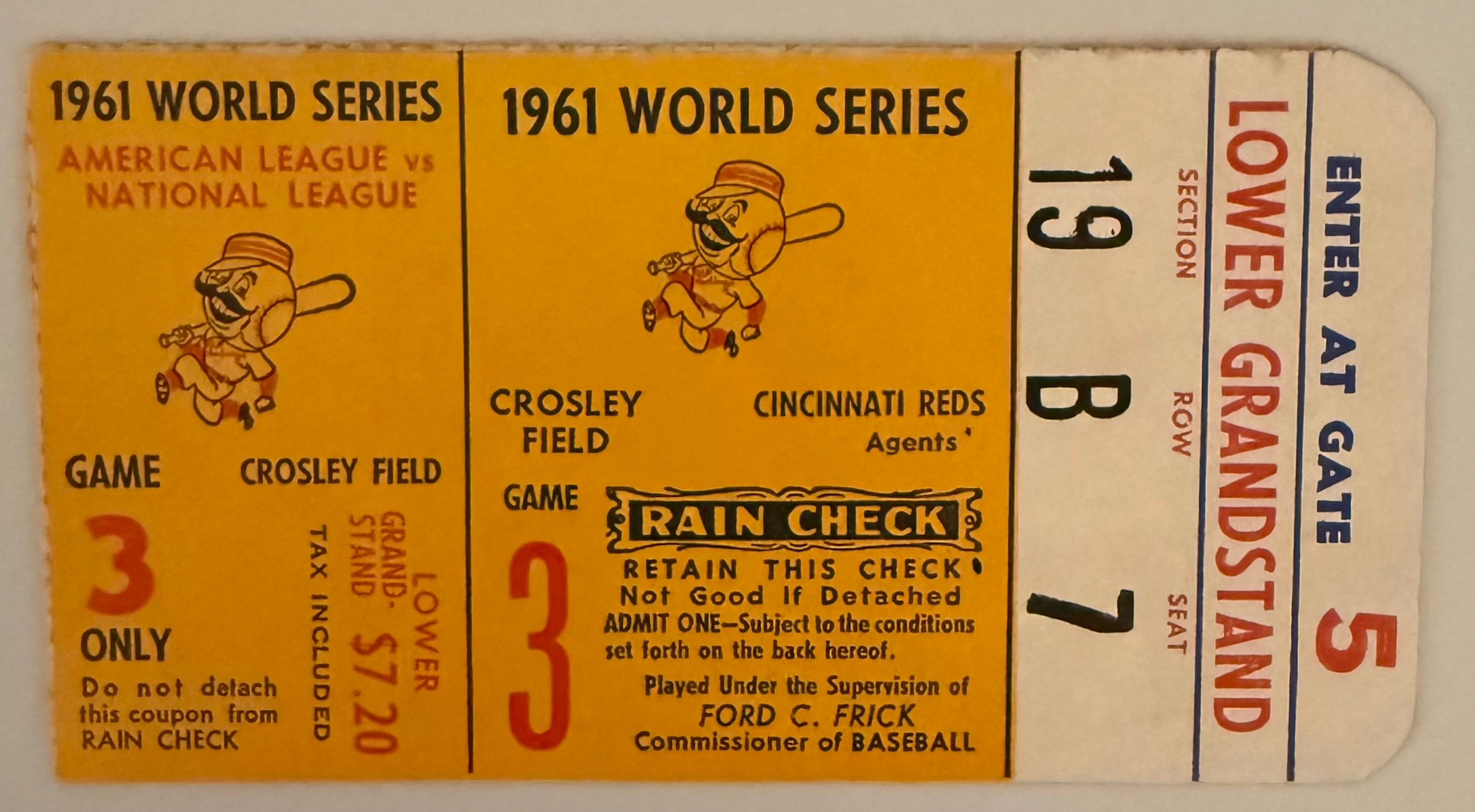1961 World Series Game Three, Yankees versus Reds, Crosley Field-Cincinnati
