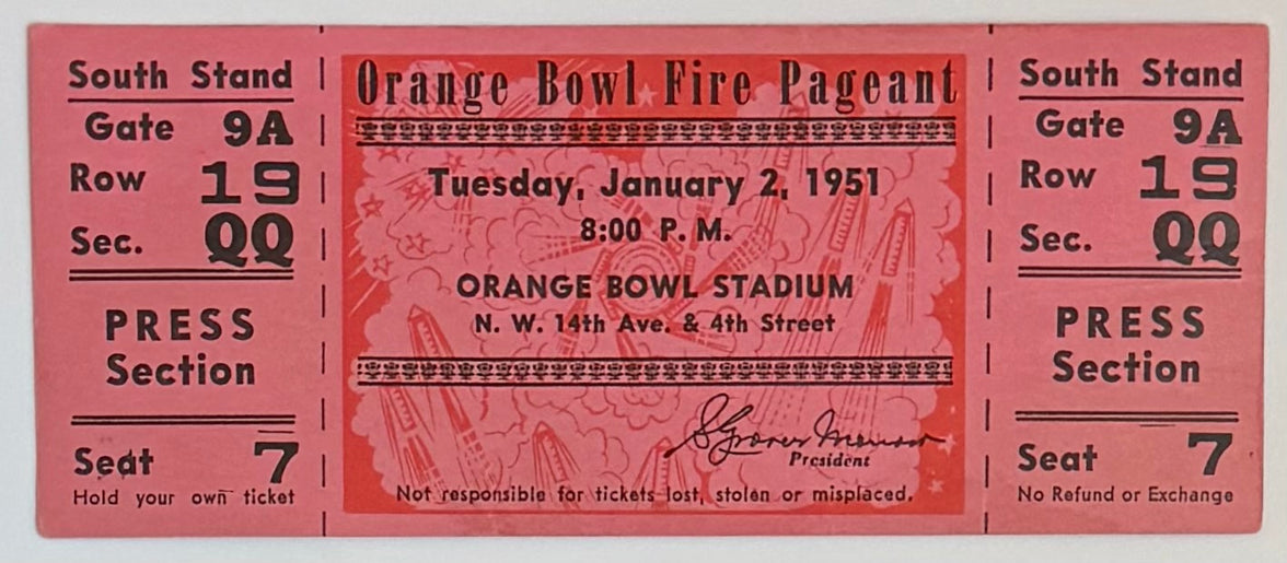 January 2, 1951, Orange Bowl Fire Pageant, Miami versus Clemson