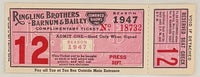 1947 Ringling Brothers Barnum and Bailey Circus, Full Ticket