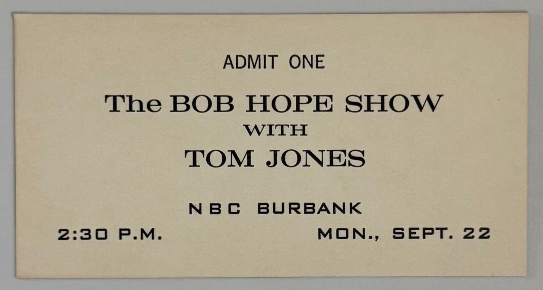 September 22, The Bob Hope Show with Tom Jones - NBC