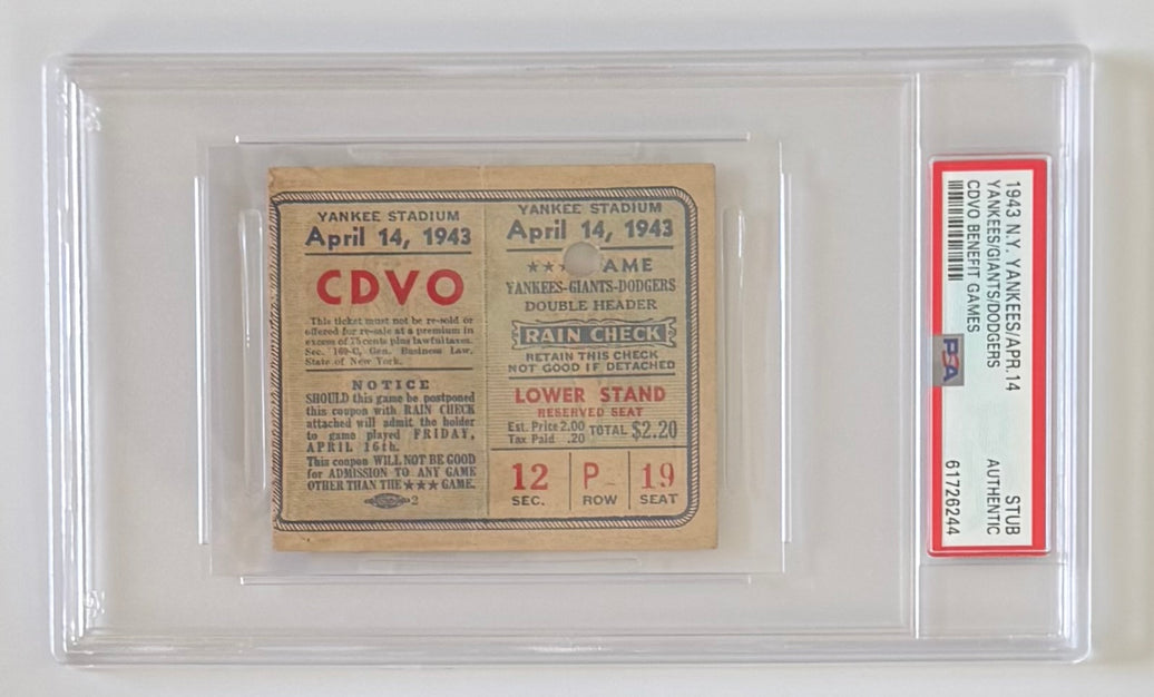 April 14, 1943, Yankees/Giants/Dodgers CDVO Doubleheader War Benefit Game, PSA