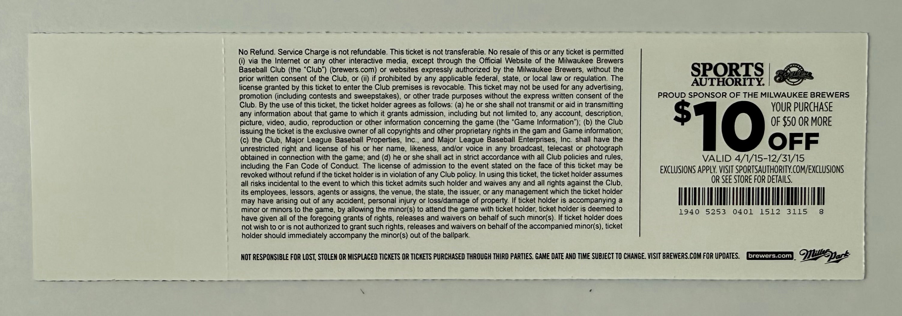 2015 Colorado Rockies versus Milwaukee Brewers Opening Day in Milwaukee, April 6, 2015