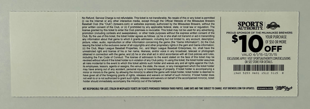 2015 Colorado Rockies versus Milwaukee Brewers Opening Day in Milwaukee, April 6, 2015