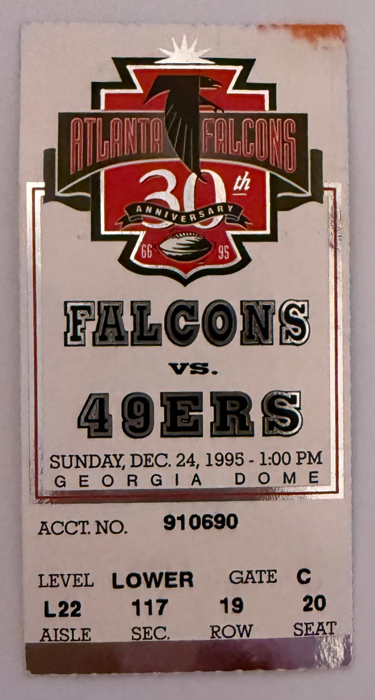 1995 Atlanta Falcons versus San Francisco 49ers at the Georgia Dome Stub, December 24, 1995
