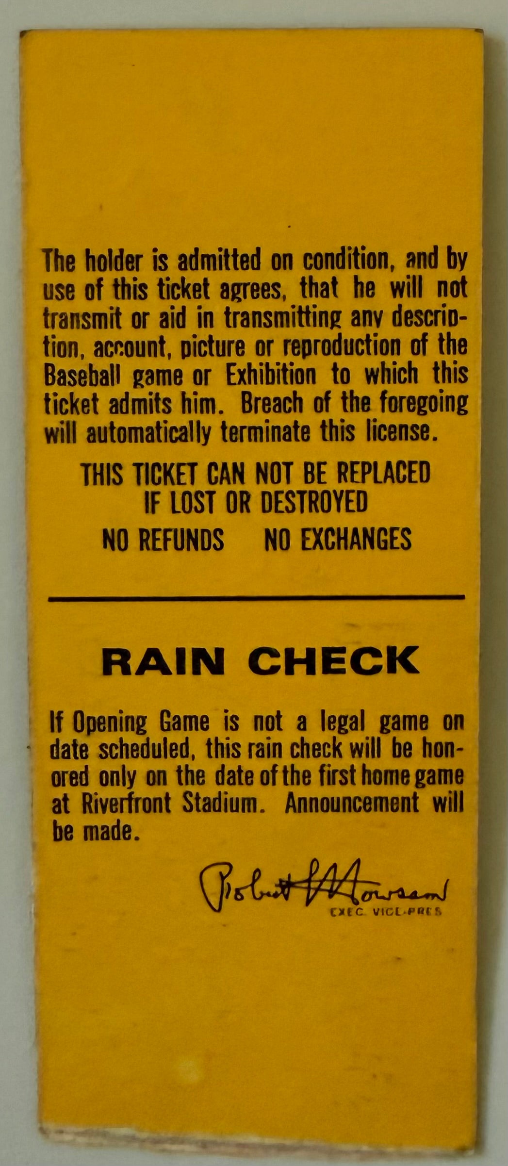 1971 Opening Day, First Opening Day at Riverfront Stadium, Tape