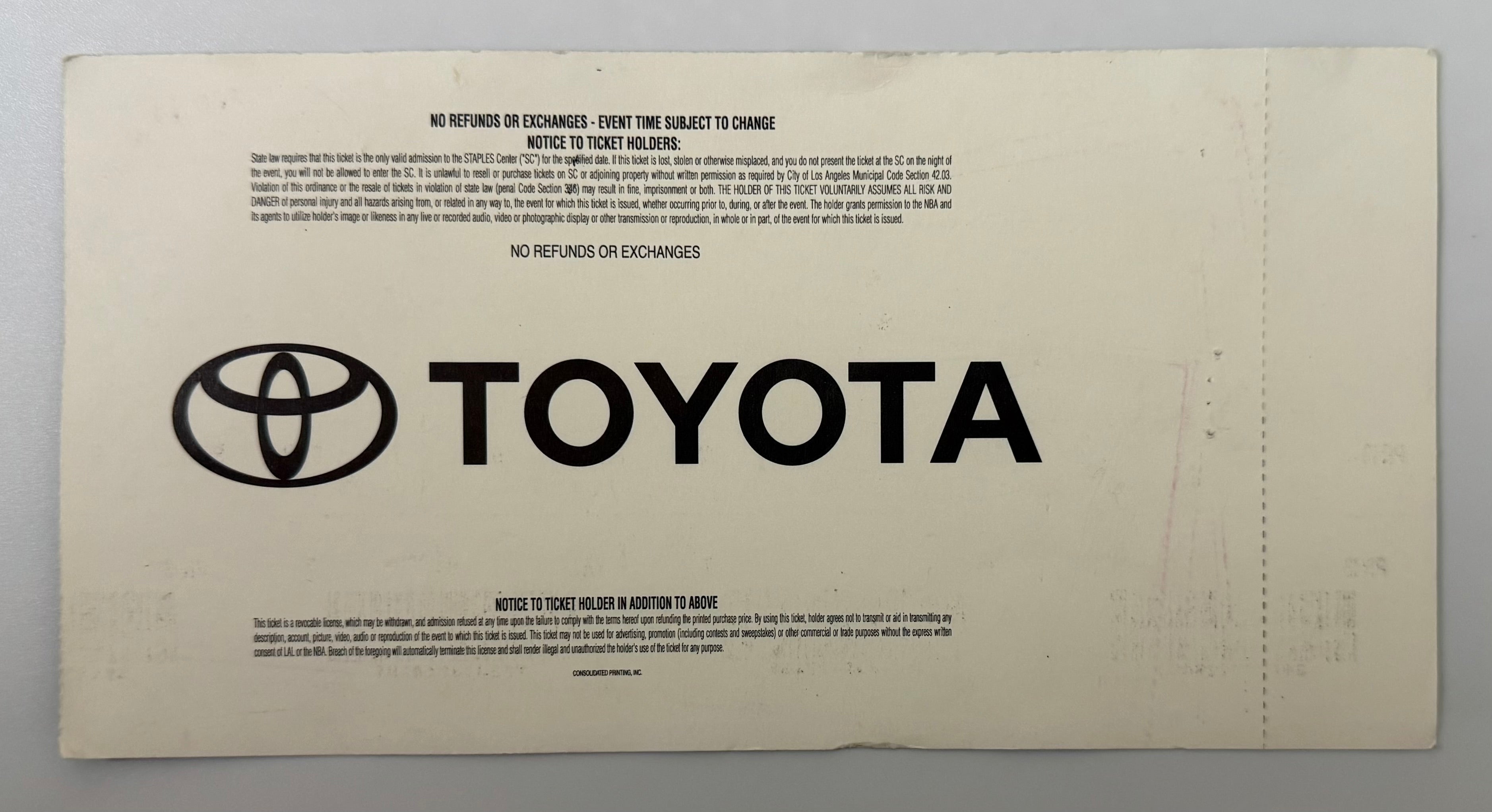 1999 Los Angeles Lakers Home Opener at the Staples Center, Lakers versus Vancouver Grizzlies, November 3, 1999
