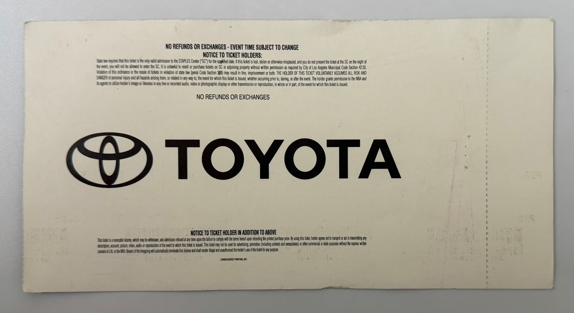 1999 Los Angeles Lakers Home Opener at the Staples Center, Lakers versus Vancouver Grizzlies, November 3, 1999