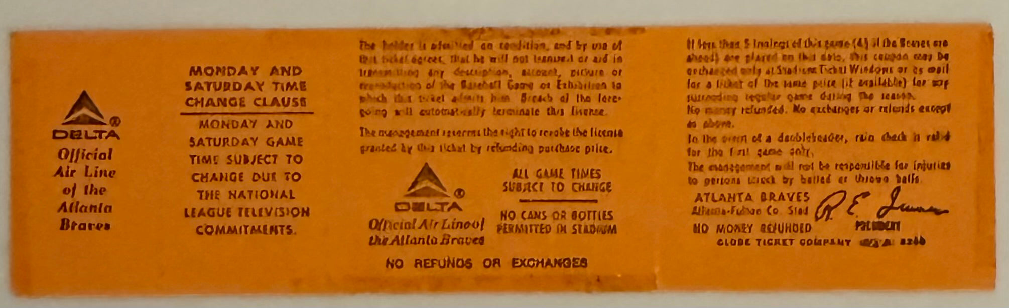 August 1, 1978, Pete Rose 44 Game Hit Streak Ended by Gene Garber-Full Ticket-$250