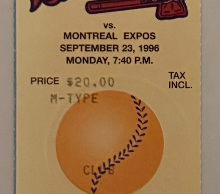 1996 Last Regular Season Game at Fulton County Stadium, Braves versus Expos, September 23, 1996