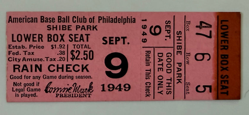 1949 Philadelphia Athletics at Shibe Park, September 9, 1949