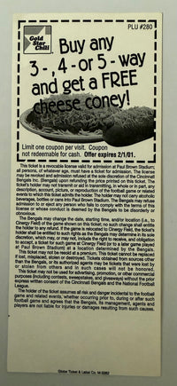2000 Cincinnati Bengals First Regular Season Opening Game at Paul Brown Stadium, Ticket Labeled Inaugural Game, September 10, 2000