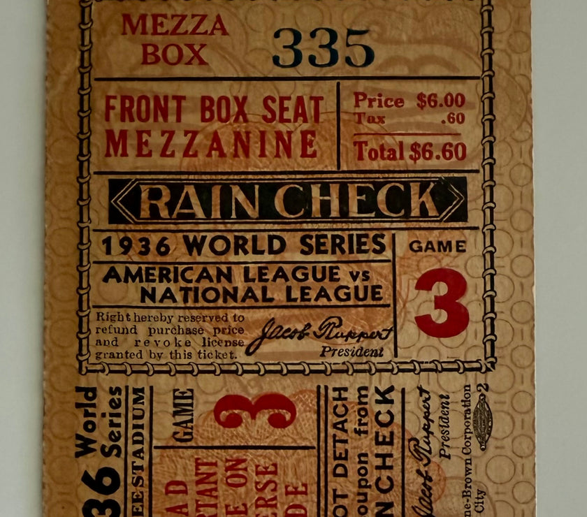 1936 World Series, Game 3, Yankees Defeat Giants 2-1, Gehrig Home Run- DiMaggio Double