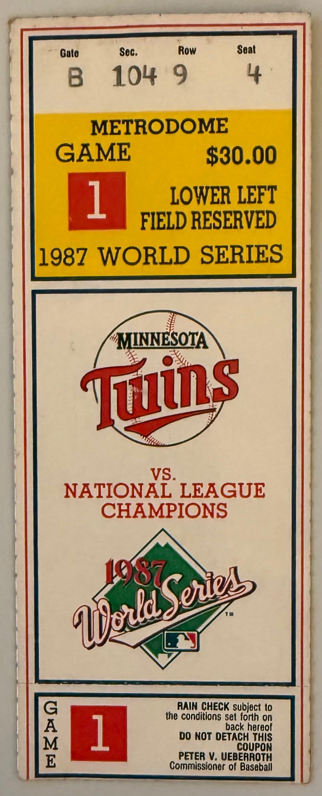1987 World Series, Game One