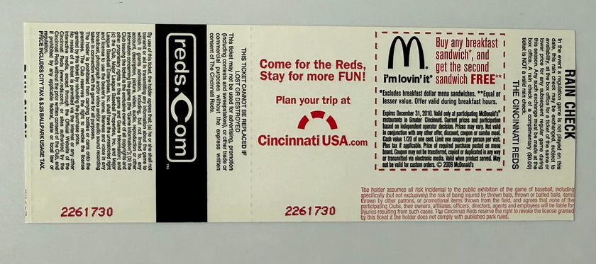 2010 Cincinnati Reds Opening Day versus  St. Louis Cardinals, April 5, 2010