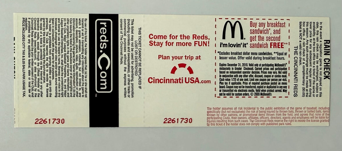 2010 Cincinnati Reds Opening Day versus St. Louis Cardinals, April 5, 2010