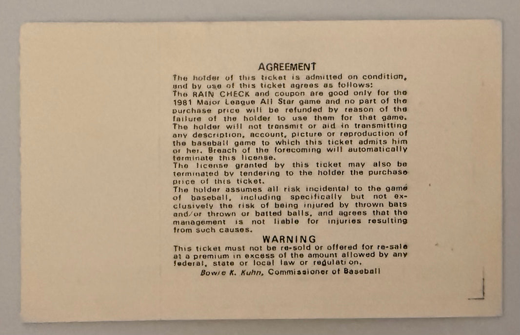 7/14/1981 MLB All Star Game Cleveland Stadium