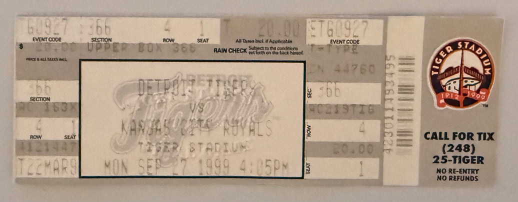 September 27, 1999, Detroit Tigers Final Game, Tiger Stadium