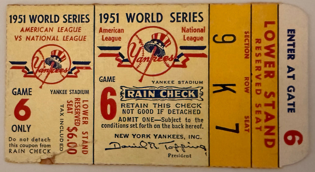 1951 World Series Game 6, Joe DiMaggio's Last Game
