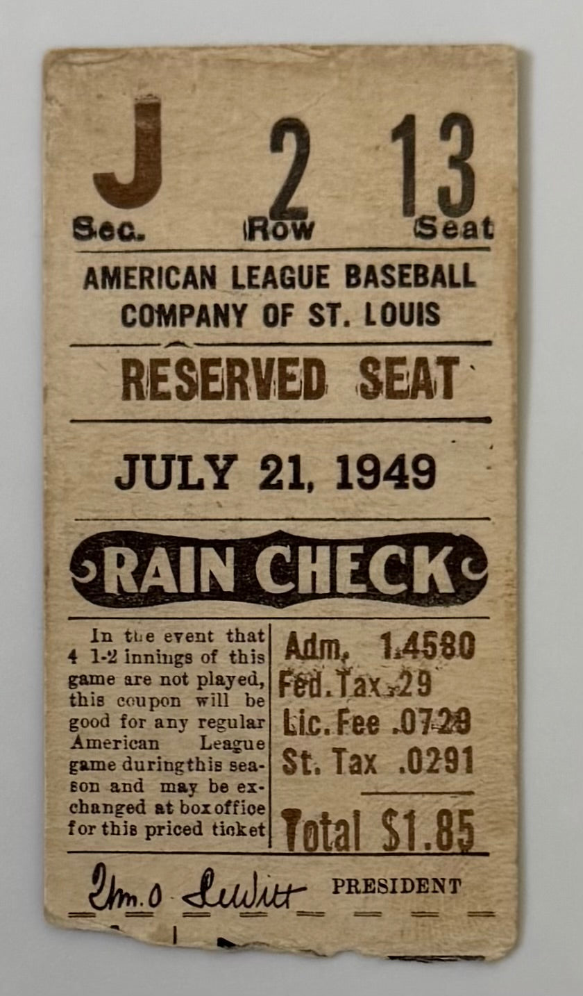 1949 St. Louis Browns vs Philadelphia Athletics, July 21, 1949