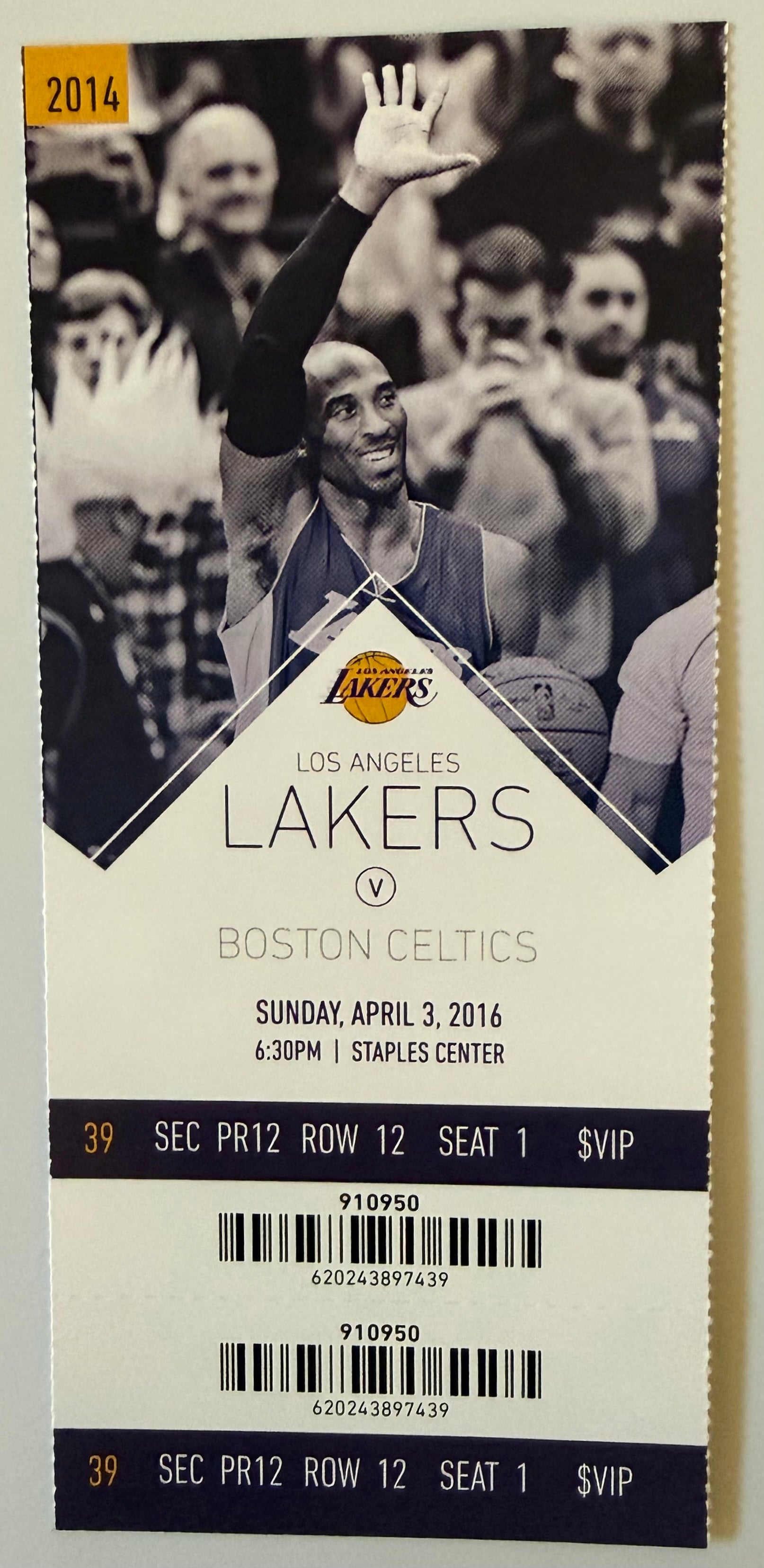April 3, 2016, Kobe Bryant Final Game versus Boston