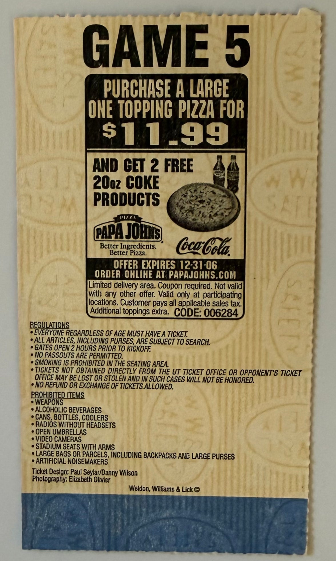 October 21, 2006, Tennessee versus Alabama