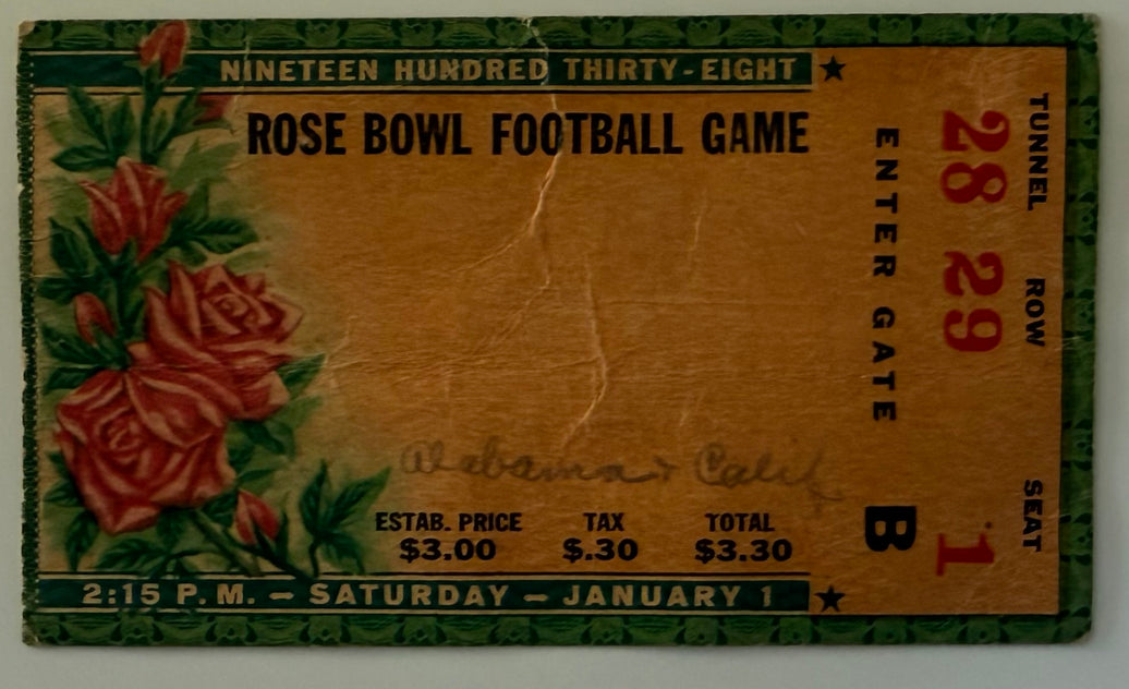 1938 January 1, 1938, Rose Bowl Game Between Alabama and California