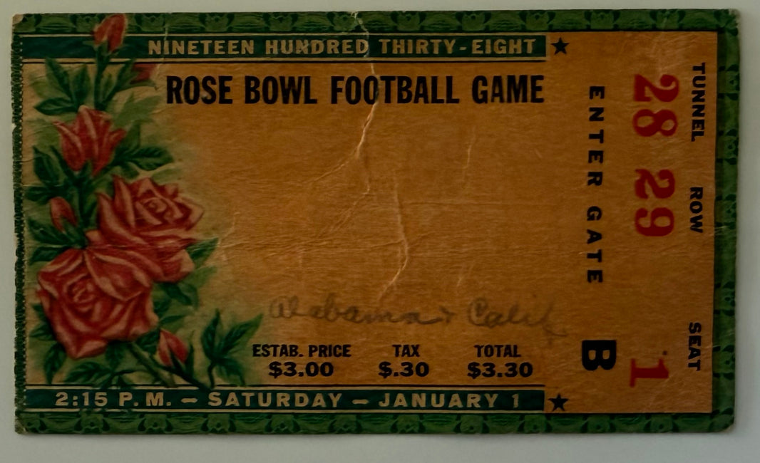 1938 January 1, 1938, Rose Bowl Game Between Alabama and California