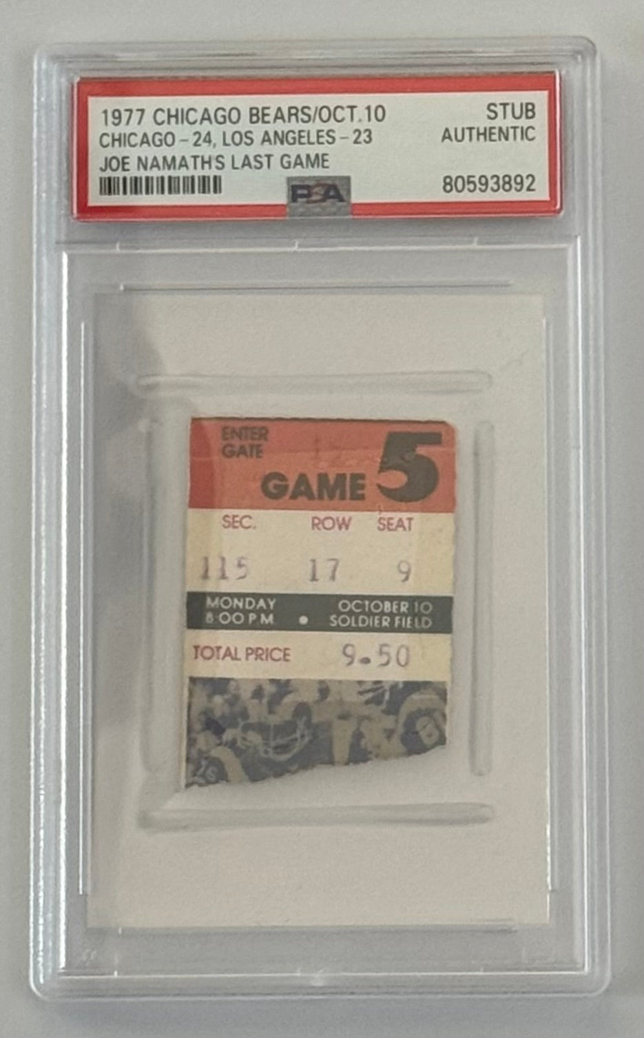 10/10/1977 Last Game Joe Namath NY Jets