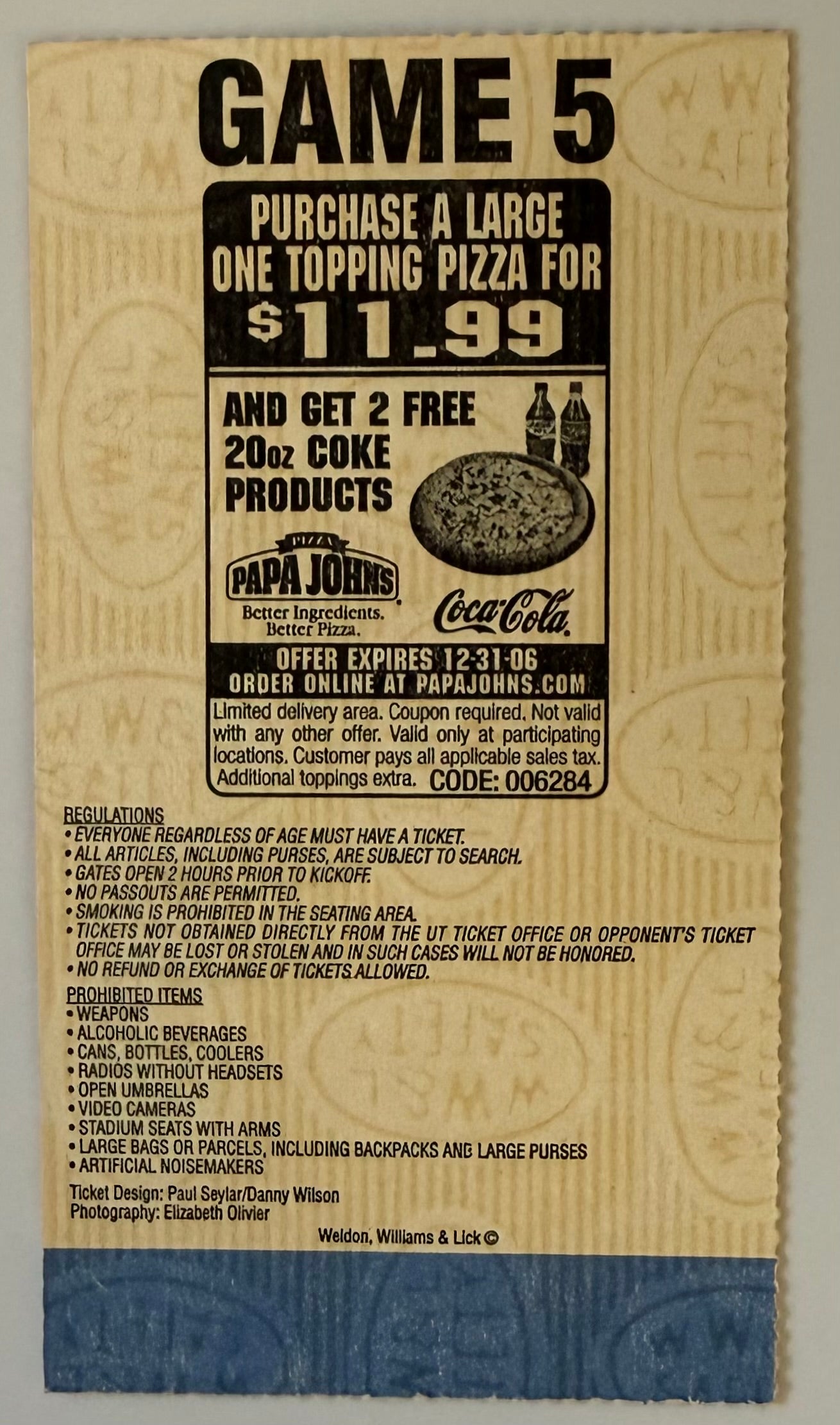October 21, 2006, Tennessee versus Alabama