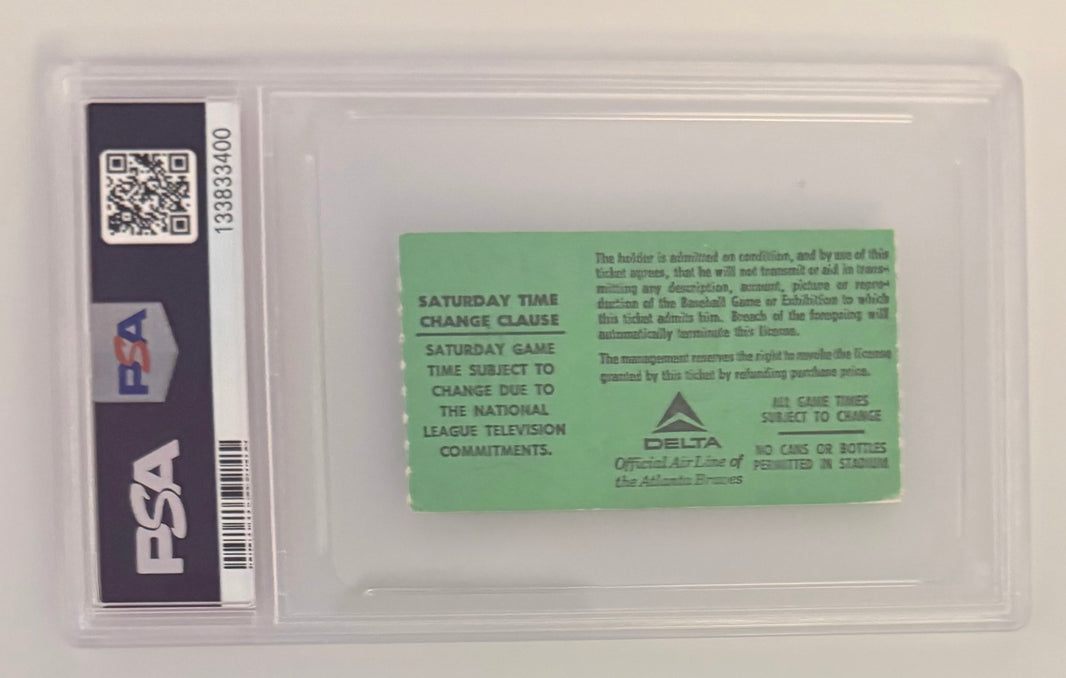 April 8, 1974, Aaron Breaks Ruth Home Run Record, Graded PSA NM Seven