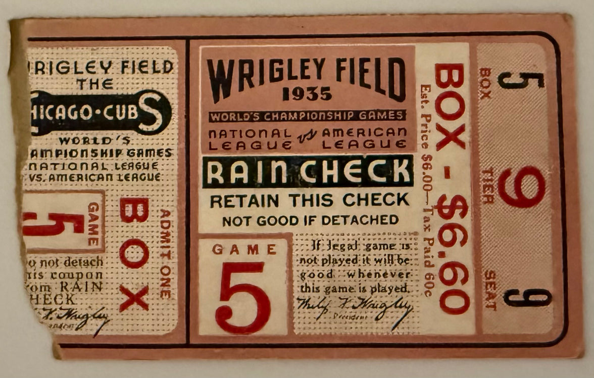 1935 Chicago Cubs lose 1935 World Series to Detroit Tigers 4 Games to 2 Ticket is for Game 5