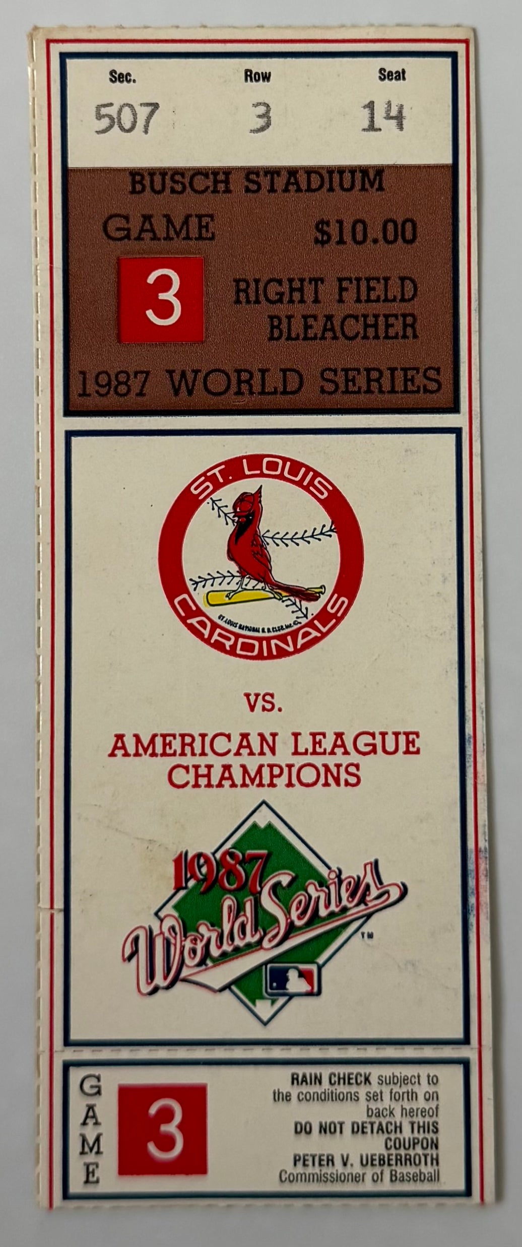 1987 World Series Game 3 in St. Louis between  St. Louis Cardinals and Minnesota Twins  10/20/87