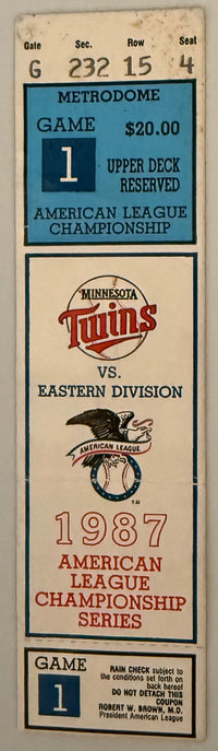 1987 ALCS Game One, Twins versus Tigers (Tape on Back)