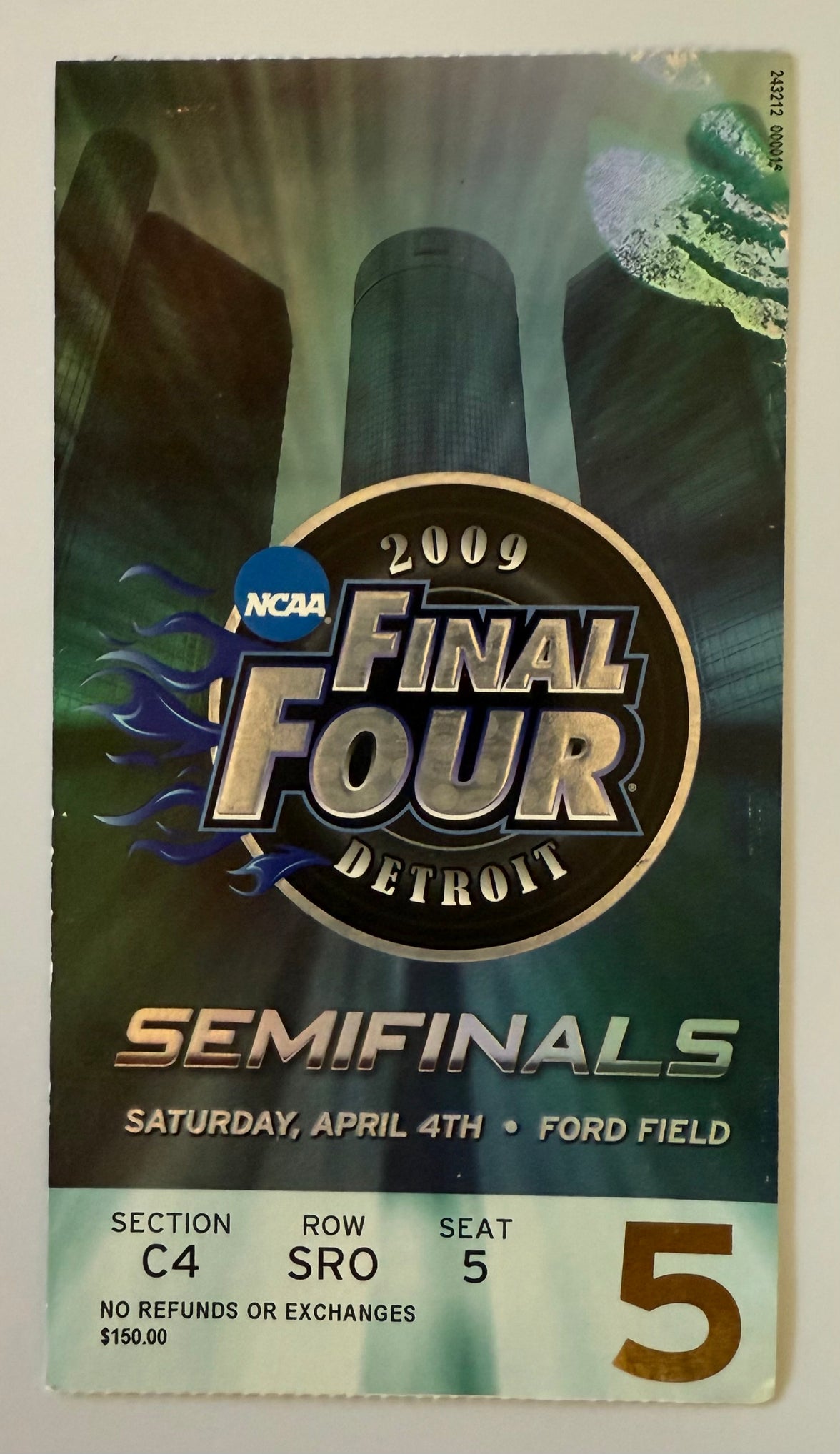 2009 Final Four in Detroit, 4/4/2009 at Ford Field, Michigan State versus North Carolina in the Final