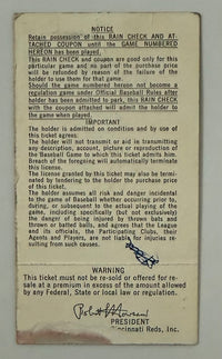 1973 NLCS between Cincinnati Reds and New York Mets, Game 1 at Riverfront Stadium, Writing on Back