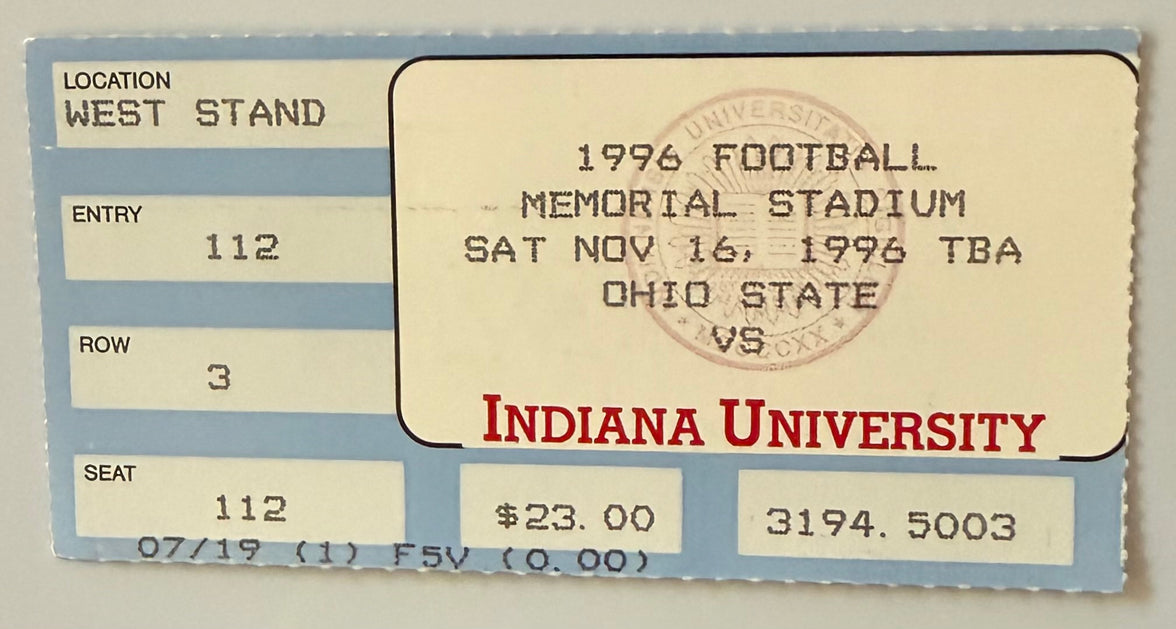 November 16, 1996, Ohio State University versus Indiana University
